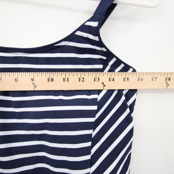 NWOT Lands End Navy Blue White Babydoll Style Striped Pattern Swim Tankini Top T - Picture 6 of 10